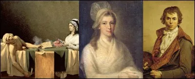 Nous sommes le 13 juillet 1793 à Paris.
Ce médecin et physicien français soignait une maladie de peau lorsqu'il a été assassiné. Un peintre fut chargé de créer une uvre le représentant mort. Son assassin était la descendante lointaine d'un écrivain !
Qui sont les protagonistes de cette affaire (dans l'ordre, la victime, l'assassin, le peintre) ?