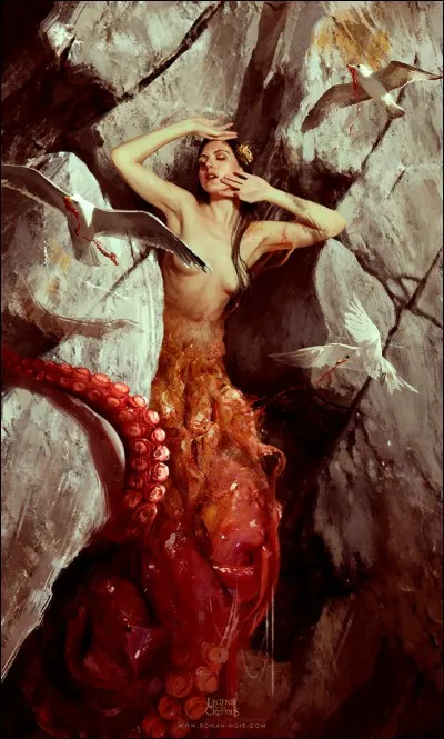 Nymphe d'une très grande beauté changée en monstre marin personnifiant les tourbillons écumants les flots, les récifs et les écueils. Qui est-elle ?