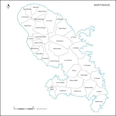 Dans combien de communes la gendarmerie de Martinique est-elle compétente ?