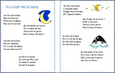 « Au clair de la lune, mon ami Pierrot... ». On entend, au 4e refrain, « battre le briquet » : de quoi est-il question ?