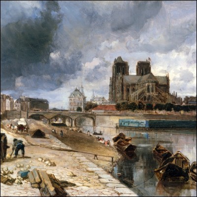 "Notre Dame de Paris vue du quai de la Tournelle" 1852