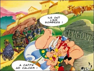 Dans « Le bouclier arverne », Astérix et Obélix auraient pu s'en donner à cur joie, en latin dans le texte. Par exemple... (Complétez !)