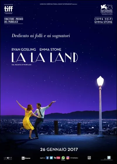 Comédie musicale et romantique à succès, "La La Land" a raflé les prix lors des Golden Globes de 2017. Quel prix le film a-t-il cru recevoir à cause d'une erreur de fiches ?