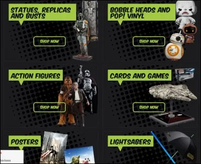 Votre ordinateur vous montre une page de pub de produits Star Wars.