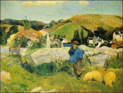 Qui a repr&eacute;sent&eacute; ce paysage breton avec cochons ?