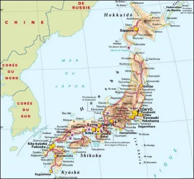 Ce pays est composé d'une multitude d'îles et les quatre plus grosses se nomment Hokkaido, Honshu, Shikoku et Kyushu. Comment se nomme ce pays ?
