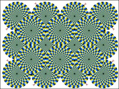 Dans quel sens semble tourner la roue en haut à droite de l'image ?