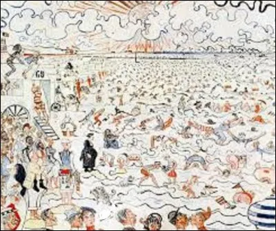Pourriez-vous me citer le nom de cet artiste des mouvements symbolisme et orientalisme ayant exécuté, en 1890, ce tableau intitulé « Les Bains à Ostende » ?