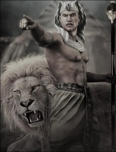 Imposant pharaon de la XIXe dynastie en compagnie de son fidèle et redoutable lion. Qui est-il ?