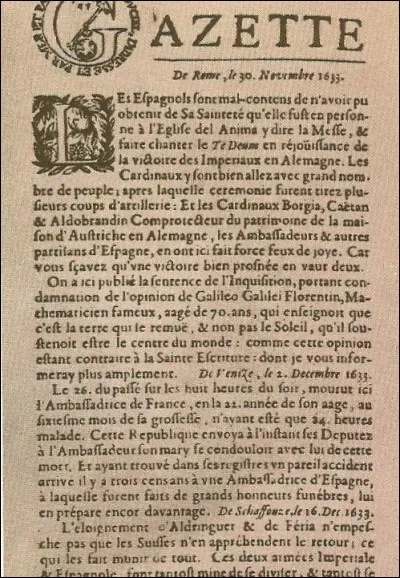 Qui lance "La Gazette" en 1631 ?