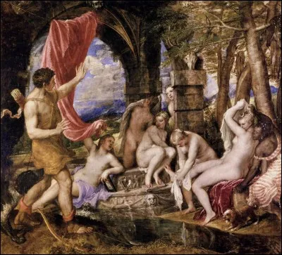 Qui a peint ce tableau du milieu des années 1500 intitulé "Diane et Actéon" ?