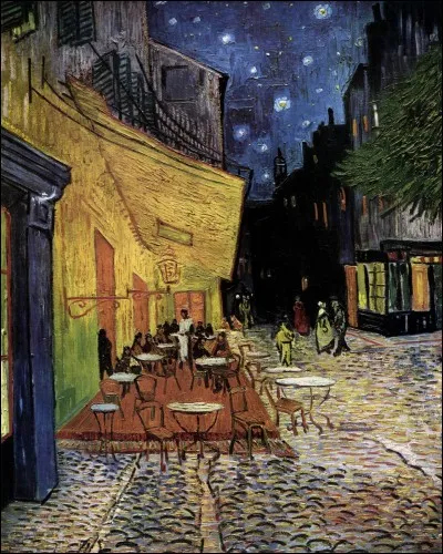 Quel artiste néerlandais a peint cette huile sur toile en 1888 intitulée "Terrasse du café le soir" ?