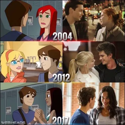 Dans les 6 différents films de Spider Man, Peter Parker a eu 3 différents "Love Interest" s'appelant : 
(Un "Love Interest" est un personnage qui est l'amour du personnage principal et qui n'a pas vraiment d'autre utilité)