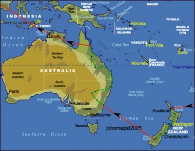 Quel pays est situé à l'Est du Vanuatu ?