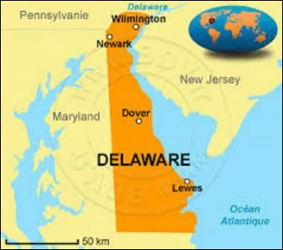 Surnomm&eacute; ''le premier &Eacute;tat'', car le premier &agrave; avoir ratifi&eacute; la constitution des &Eacute;tats-Unis le 7 d&eacute;cembre 1787, le Delaware est le deuxi&egrave;me plus petit &Eacute;tat Am&eacute;ricain avec une superficie de 6 452 km&sup2;. Bord&eacute; &agrave; l'est par l'oc&eacute;an Atlantique, sa capitale fut fond&eacute;e en 1683. Quel est son nom ?