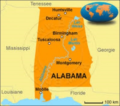 Ce quiz se fait par ordre chronologique des États des États-Unis, on commence donc par la lettre "A"... 
Adhérant à l'Union depuis le 14 décembre 1819, l'Alabama est un État du Sud des États-Unis. Comptant une population de 4 779 736 habitants, quelle ville est sa capitale depuis le 4 février 1861 ?