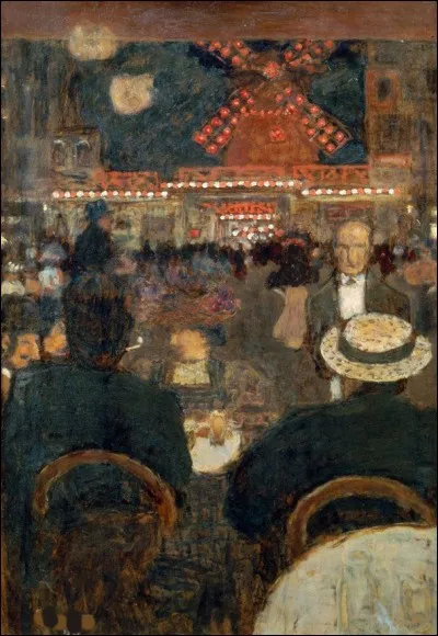 Par qui est signé ce tableau intitulé "Le Moulin Rouge et place Blanche" ?
