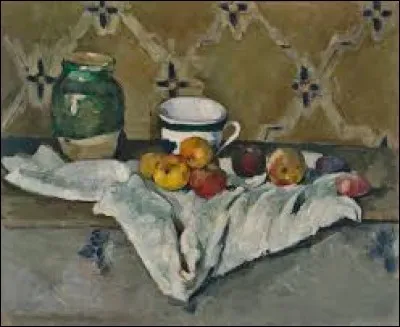 Ce tableau s'intitule "Poterie tasse et fruits sur une nappe blanche", qui l'a signé ?