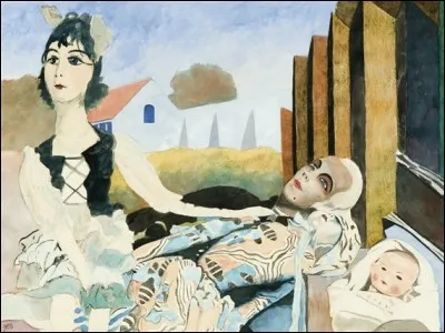 Qui a réalisé ce tableau intitulé "Poupées devant une ferme blanche" ?