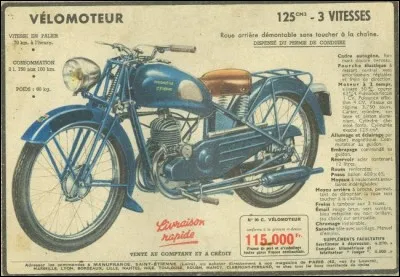 Mais ce n'était pas toujours pratique d'aller jusqu'à St-Étienne pour aller chercher une « meule » ! Sous quelle marque étaient commercialisés les cyclomoteurs Manufrance ?