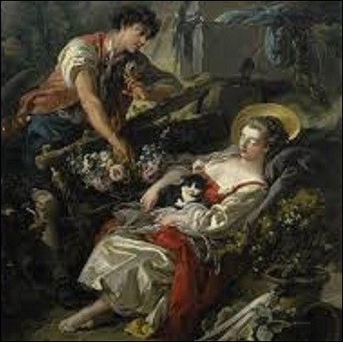 En 1762, quel peintre rococo a peint cette œuvre conservée actuellement dans une collection privée britannique : ''La Jardinière endormie'' ?