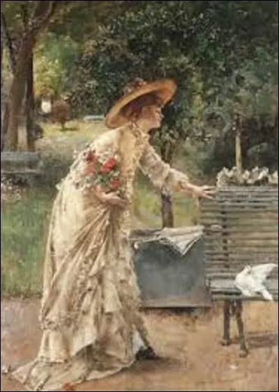 Quel peintre des mouvements réaliste, impressionniste et peinture de genre a créé cette huile sur toile nommée ''L'après-midi au parc'' en 1885 ?