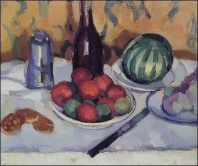 Qui a peint "Nature morte au melon et aux 3 gâteaux" ?