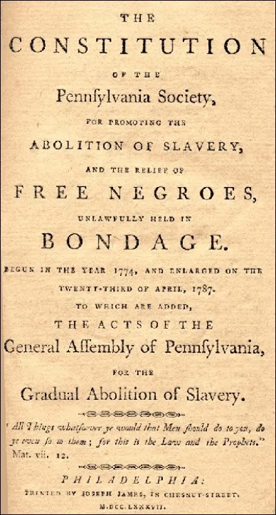 De retour de France, en 1785, il est élu President du Conseil de Pennsylvanie.
A l'âge de 81 ans, Franklin devint le Président de la "Society for Promoting the Abolition of Slavery and the Relief of Negroes ". 
La société fondée par des Quakers de Philadelphie fut une des premières organisations abolitionniste américaine.