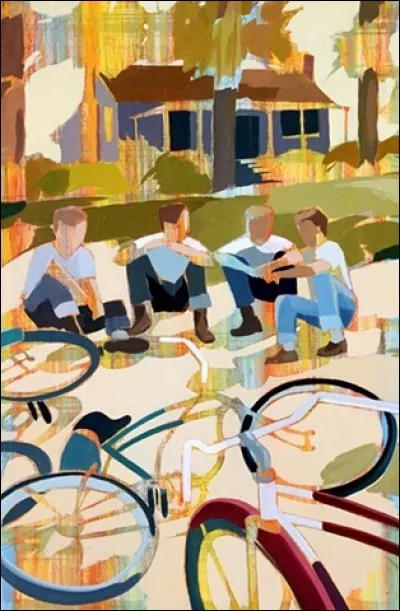 Cette oeuvre présentée sous le nom de Grushovenko montre quatre garçons et leurs vélos. Elle fait automatiquement penser à une série TV récente dont la première saison a connu un immense succès. Quel est le titre de cette série ?