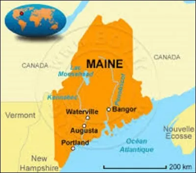 Le Maine est un État qui rejoignit l'Union le 15 mars 1820. D'une superficie de 86 542 km² pour une population de 1 328 361 habitants, il se situe à l'extrême nord-est du pays. Bordé à l'ouest et au nord par la province canadienne du Québec, au nord-est par la province du Nouveau-Brunswick (Canada), au sud-est par l'Océan Atlantique. Depuis 1827, quelle ville est sa capitale ?