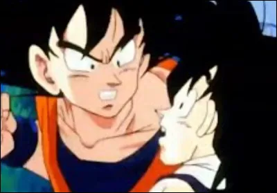 Dans le Palais de Kami-Sama, Goku frappe Gohan dans la version manga...