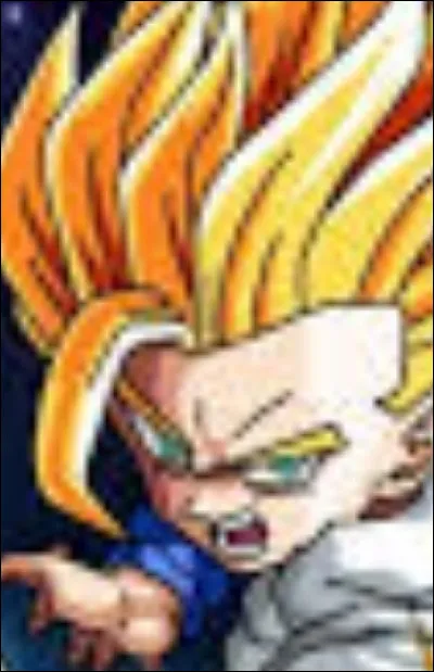 Contre Cell, Gohan se bat avec sa cape.