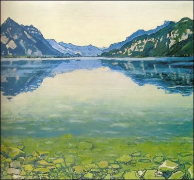 Qui a peint "Lac de Thoune avec reflets symétriques" ?