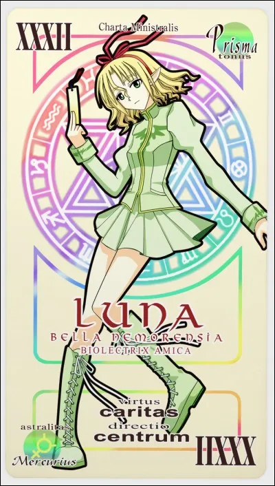 Luna ne fait pas partie du groupe d'amis original mais est une intrus. Pour la démasquer, Negi va effectuer un pactio avec elle. En qui était-elle transformée ?