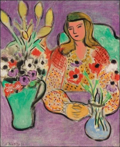 De qui cette toile intitulée "Fille aux anémones sur fond violet" ?