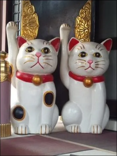 Au Japon, vous verrez ces Maeki-Neko qui sont des porte-bonheur, partout dans les devantures des restaurants. Quel bonheur sont-ils censés apporter ?
