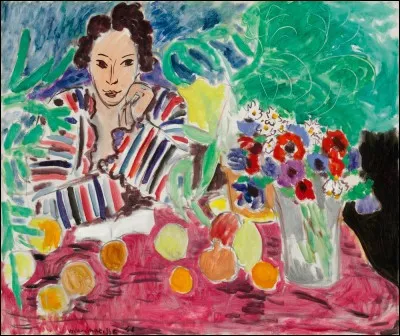 Qui a peint "Robe rayée fruits et anémones" ?