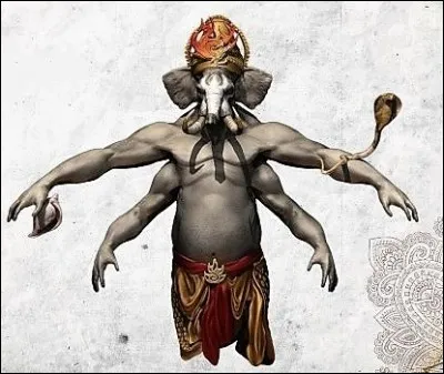 Quelle est la couleur du Dieu indien Ganesh, cousin de l'Hermès grec, attaché à la sphère de la création ?