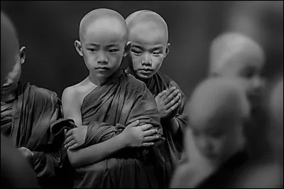 Les moines bouddhistes portent une robe de quelle couleur ?