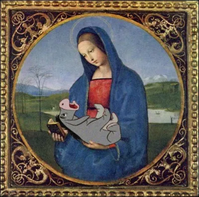 De quel dessin animé est tiré l'âne qui est dans les bras de La Madone Connestabile ?