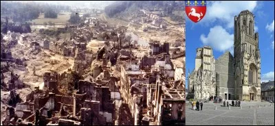 Cette ville a été libérée 18 juillet 1944 (ou le 19) durant la « bataille des haies » (13 juin au 24 juillet 1944). Elle subit de nombreuses destructions (surtout dans la nuit du 6 au 7 août 1944) au point qu'elle fut surnommée la « capitale des ruines ». Samuel Beckett popularisera ce surnom !
Quelle est cette ville ?