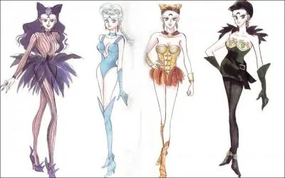 La seconde partie de la saison voit apparatre les mchants de la Lune Noire. Nommez les 4 Soeurs Diablesses dans l'ordre.