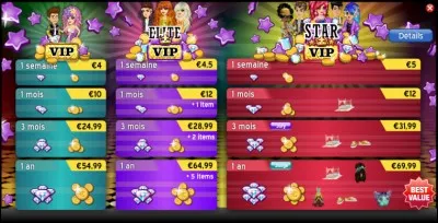 Quel était le prix du V.I.P 1 an élite, en 2012 ?