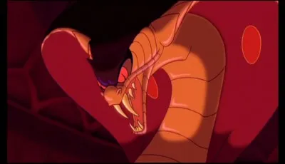 Complète l'expression prononcée par Aladdin provoquant la transformation de Jafar en cobra redoutable : ''Vieux serpent --------'' .