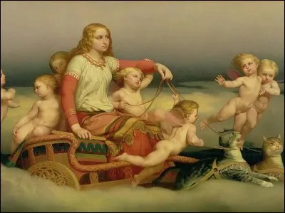 Quel nom porte la déesse qui se déplace dans un char tiré par deux chats ?