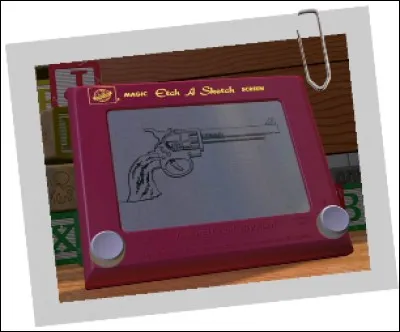 Par quel autre jouet de "Toy Story" est fasciné Etch-A-Sketch, l'écran le plus rapide de l'ouest ?