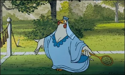 Dans le film ''Robin des Bois'' de Disney, comment s'appelle cette poule (en photo), dame d'honneur de Marianne ?