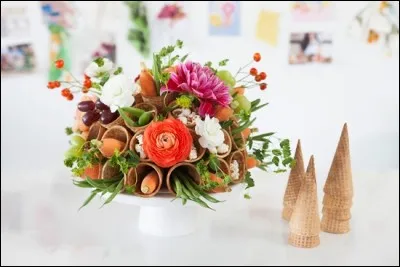La plus brillante originalité est en uvre avec ce bouquet, qui présente fleurs et légumes dans des cornets de glace. Parmi les éléments inattendus du bouquet, des haricots verts ! A votre avis, quelle longueur maximale peut atteindre un haricot, toutes variétés confondues ?