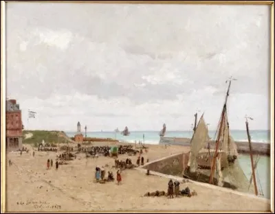 1840-1920. Cette toile représentant Le Tréport, est datée de 1879 et signée Gustave Le Sénéchal de Kerdreoret. Quel titre est décerné à ce peintre français par arrêté du ministre de la Marine le 4 mars 1890 ?