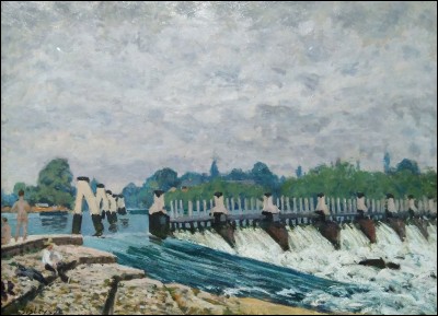 "Molesey Weir, matinal" 1874. 
L'eau, les ciels, les jeux de lumière, de reflets sont au cur d'une uvre méditative. Son il est plus naturaliste que symboliste...